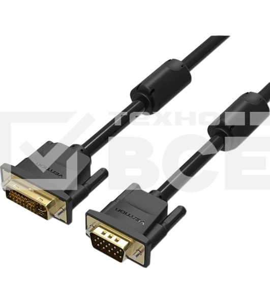 Кабель Vention DVI-I Dual link 24+5M/VGA 15M с ферритовым фильтром - 3м.