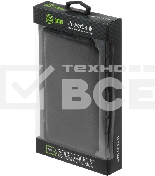 Портативный аккумулятор Cactus CS-PBFSPT-10000 10000mAh 3A 2xUSB солн.бат. черный