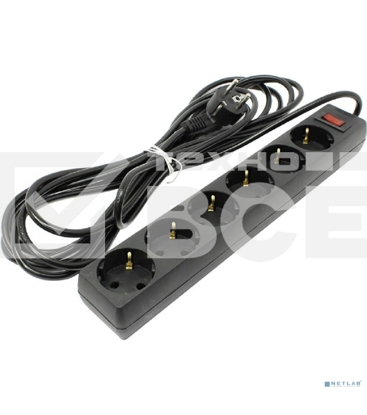 Сетевой фильтр ExeGate EX119395RUS SP-6-5B (6 розеток, 5м, евровилка, черный)
