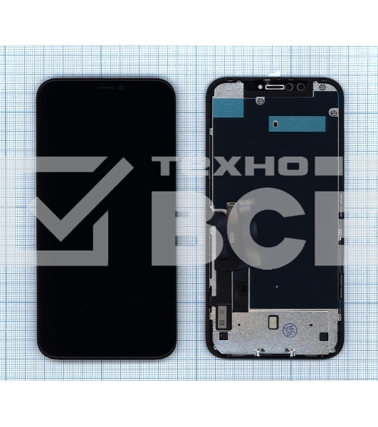 Дисплей для Apple iPhone XR в сборе с тачскрином и рамкой (AAA TFT), черный
