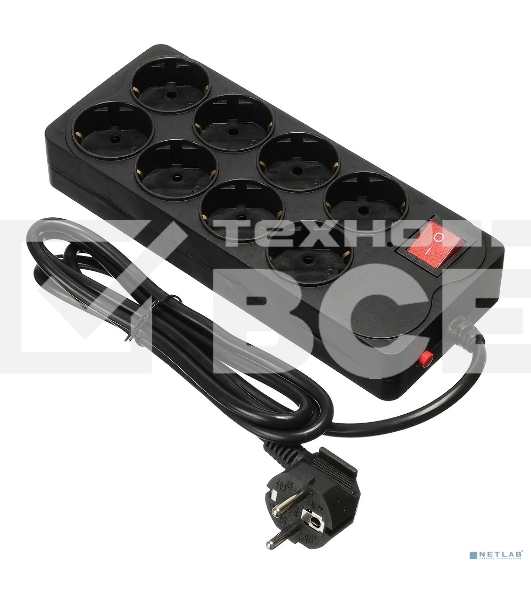 Сетевой фильтр Buro 800SH-1.8-B 1.8м (8 розеток) черный (коробка)