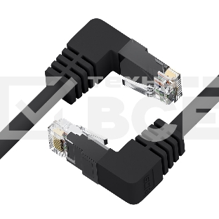 Патч-корд прямой 20.0m UTP кат.5e, черный, верхний/верхний угол, литой, ethernet high speed, RJ45, T568B