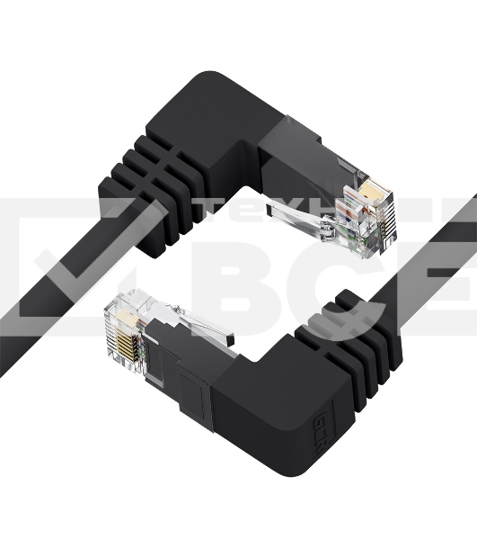 Патч-корд прямой 20.0m UTP кат.5e, черный, верхний/верхний угол, литой, ethernet high speed, RJ45, T568B