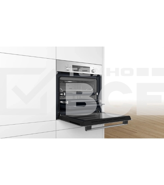 Духовой шкаф электрический Bosch HBJ558YS3Q, 60 см, 66 л, нержавеющая сталь, класс энергоэффективности А, 8 режимов, LCD-дисплей, галогенное освещение, самоочистка EcoClean