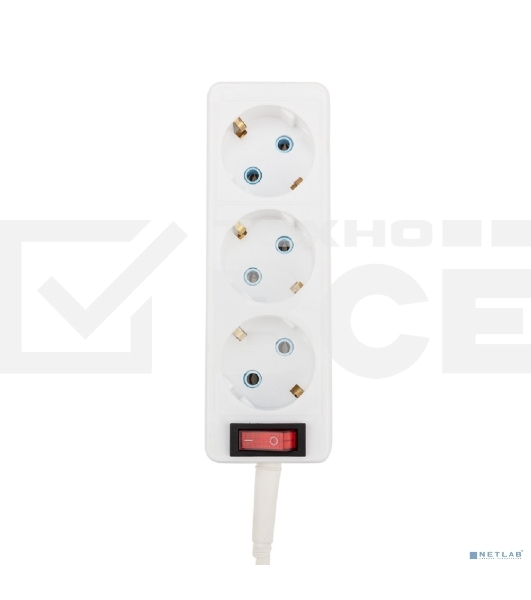 Удлинитель PROconnect 3 гнезда, 10 м, 3х0.75 мм², с/з, с кнопкой, белый