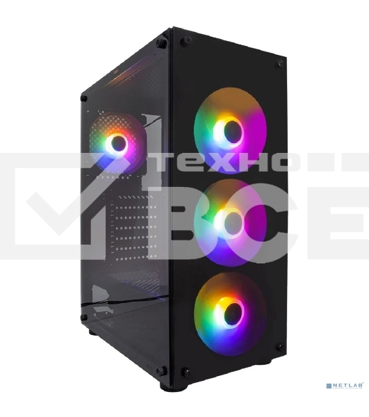 Компьютерный корпус 1STPLAYER FIRE DANCING V3-B / ATX, TG / 4x120mm LED fans inc. / V3-B-4F1