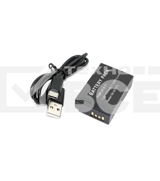 Аккумуляторная батарея для фотоаппарата Canon EOS 200D (LP-E17) USB Type-C 7,4V 1000mAh Li-ion
