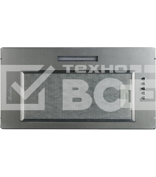 Встраиваемая вытяжка MONSHER ANGERS 60 Acier, ширина 60 см, отвод/рециркуляция, 500 м3/час, механическое кнопочное управление, 3 скорости, светодиодное освещение 1х5 Вт, металлические жироулавливающие фильтры, угольный фильтр KFY (опция), уровень шума 45 