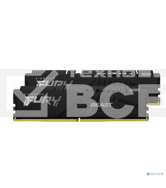Оперативная память Kingston Fury Beast, DDR5, 64GB (2x32GB), 5600MHz, CL40, DIMM, радиатор, черный