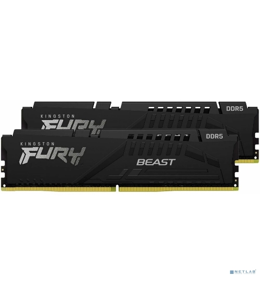 Оперативная память Kingston Fury Beast, DDR5, 16Gb (2x8Gb), 6000MHz, CL30, DIMM, с радиаторами, черный