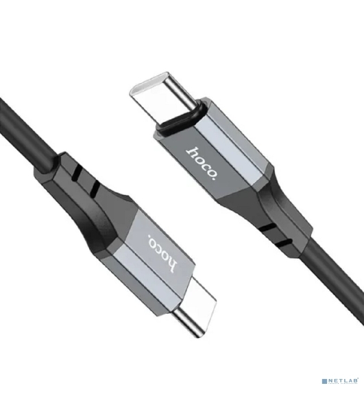 Кабель USB2.0 Hoco Type-C/Type-C, 3А, 60Вт, силиконовая оплетка, X86, 1м, черный, коробка