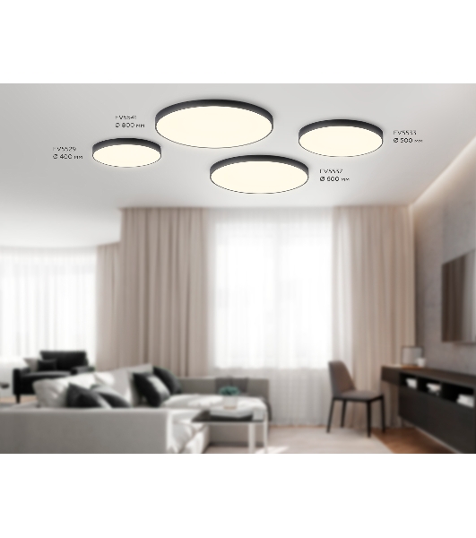 Потолочный светодиодный светильник Ambrella light FV5537 BK черный LED 90W 3000K D600*58 (Без ПДУ)