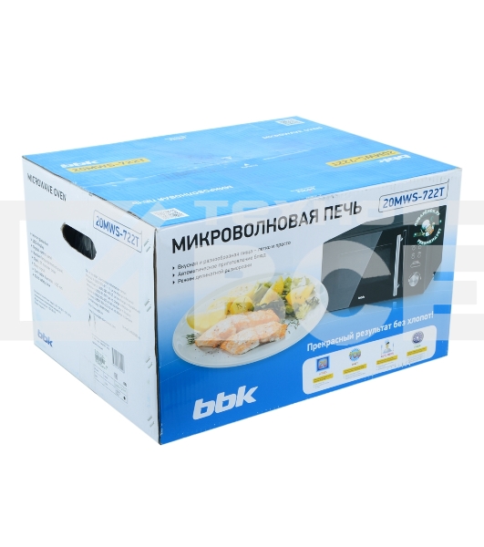 Микроволновая печь BBK 20MWS-722T/B-M/RU черный, 20 л, 700 Вт, переключатели - тактовый/сенсор
