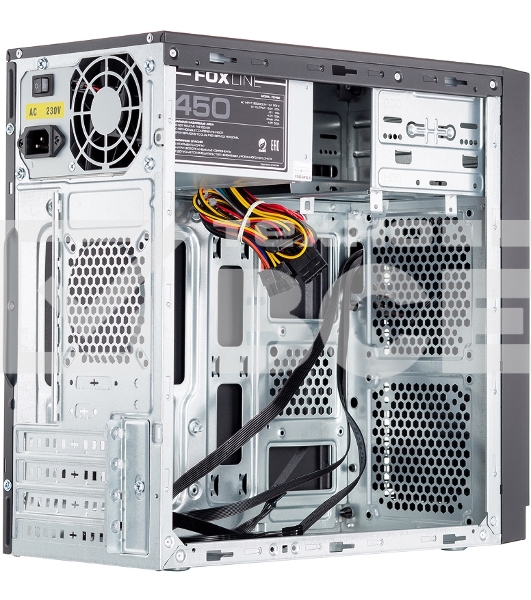 Компьютерный корпус Foxline FL-702, mATX, 1x5.25EXT, 1x3.5EXT, 2x3.5INT, 2xUSB3.0, HDA, w/o FAN, w/450W ATX PSU, w/1.2m EU pwr cord