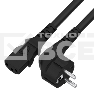 Кабель питания GCR 5.0m, Евровилка угловая - С13, 3*0,75мм, черный, GCR-54243