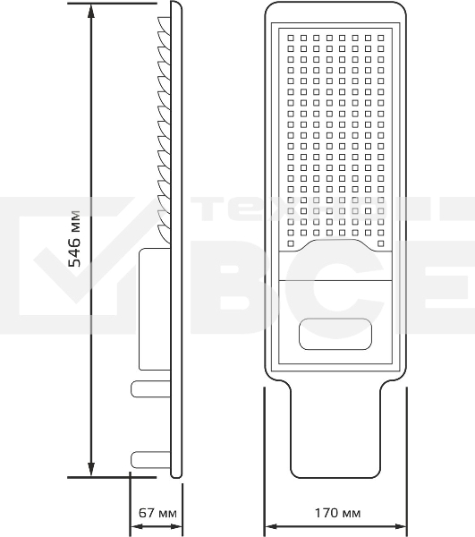 Светильник уличный Gauss Avenue 100W 10000lm 5000K 190-250V IP65 420x160x57мм черный КСС 'Д' LED