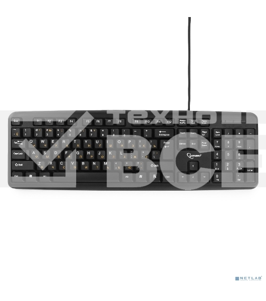 Клавиатура Gembird KB-8320U-Ru_Lat-BL, черный, USB, кнопка переключения RU/LAT,104 клавиши