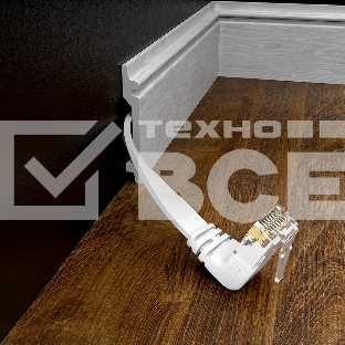 Патч-корд GCR PROF плоский 3.0m, UTP медь кат.6, белый, нижний угол, ethernet high speed 10 Гбит/с, RJ45, T568B