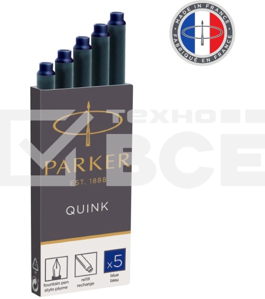 Картридж Parker Quink Z11 (CW1950384) синие чернила для ручек перьевых (5шт)
