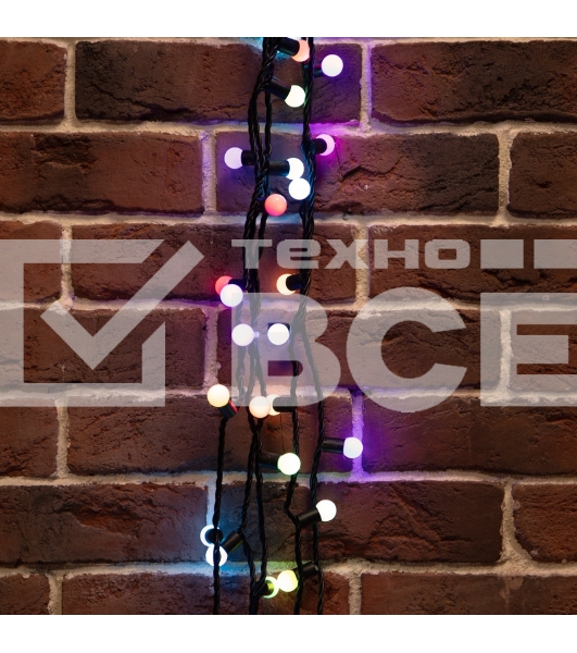 Гирлянда светодиодная Neon-night Мультишарики Ø17,5мм 10м 100 LED RGb черный ПВХ IP65 медленная смена цвета 230В нужен блок 303-500