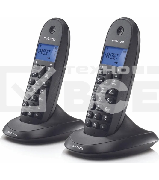 Радиотелефон Dect Motorola C1002CB+ черный (труб. в компл.:2шт)