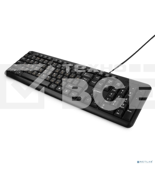 Клавиатура Gembird KB-8320U-Ru_Lat-BL, черный, USB, кнопка переключения RU/LAT,104 клавиши