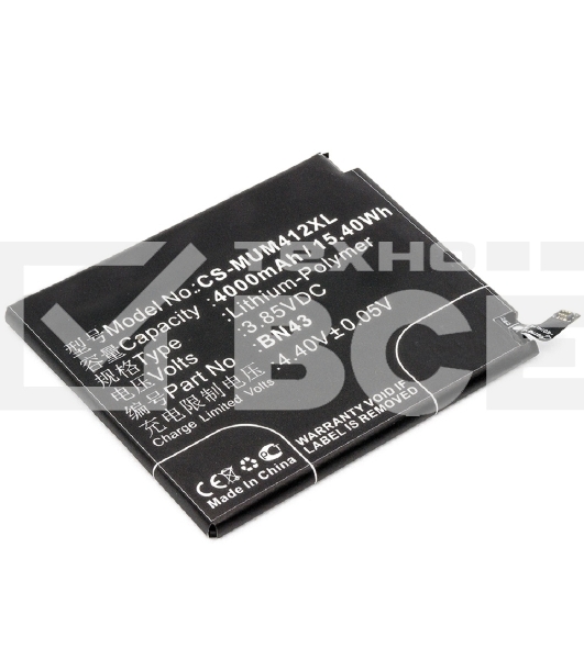Аккумулятор CameronSinoCS-MUM412XL BN43 для Xiaomi Redmi Note 4X (Ch.Version) 3.85V / 4000mAh / 15.40Wh