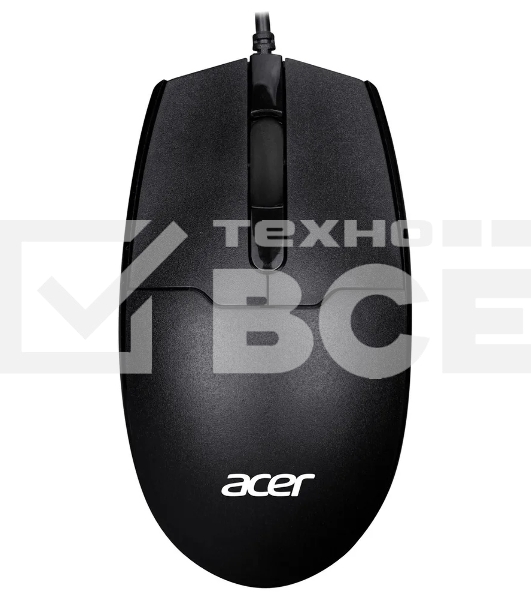 Мышь проводная Acer OMW126 черный, 1200 dpi, USB, кнопки - 3