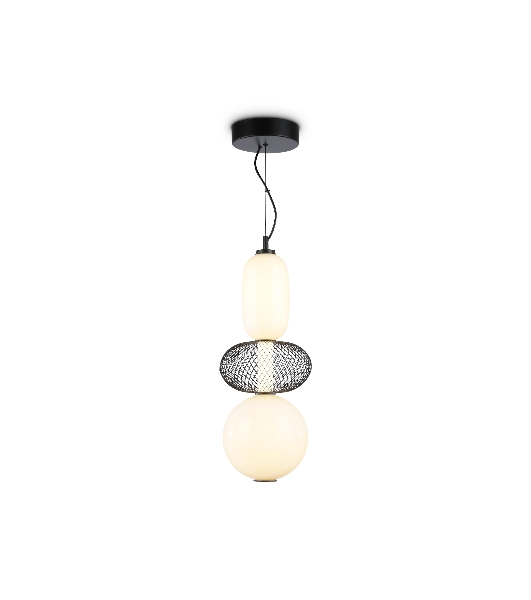 Подвесной светодиодный светильник Ambrella light LH11008 BK/FR черный/белый матовый 24W 3000K D220*570