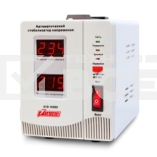 Стабилизатор напряжения Powerman AVS-D Voltage Regulator 1000VA, Digital Indication, 2x Schuko Outlets, 1m Power Cord, 230V, 1 year warranty, White