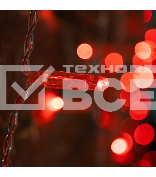 Гирлянда 'Светодиодный Дождь' 2х3м, постоянное свечение, прозрачный провод, 230 В, диоды КРАСНЫЕ, 448 LED
