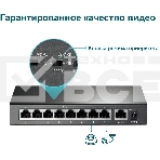 Коммутатор 9-port 10/100Mbps unmanaged switch with 8 PoE+ ports, compliant with 802.3af/at PoE, 65W PoE budget, support 250m Extend Mode, Priority mode and Isolation mode, desktop mount, plug and play., фото8