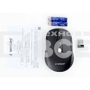 Мышь беспроводная Gembird MUSW-420 черный, 1600 dpi, радиоканал, USB, кнопки - 4