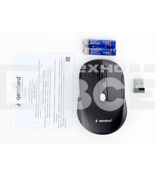 Мышь беспроводная Gembird MUSW-420 черный, 1600 dpi, радиоканал, USB, кнопки - 4