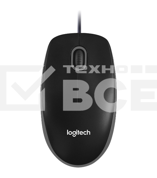 Мышь проводная Logitech B100 черный, 1000 dpi, USB, кнопки - 3
