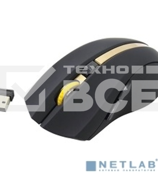 Мышь беспроводная Oklick 495MW черный/золотистый, 1600 dpi, радиоканал, USB, кнопки - 6