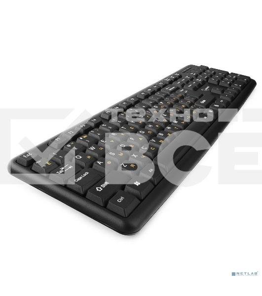 Клавиатура Gembird KB-8320U-Ru_Lat-BL, черный, USB, кнопка переключения RU/LAT,104 клавиши