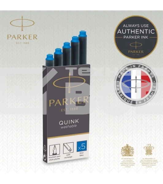 Картридж Parker Quink Z11 (CW1950383) синие чернила смывающиеся для ручек перьевых (5шт)