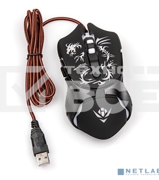 Мышь проводная Nakatomi MOG-25U черный, 2400 dpi, USB, кнопки - 6