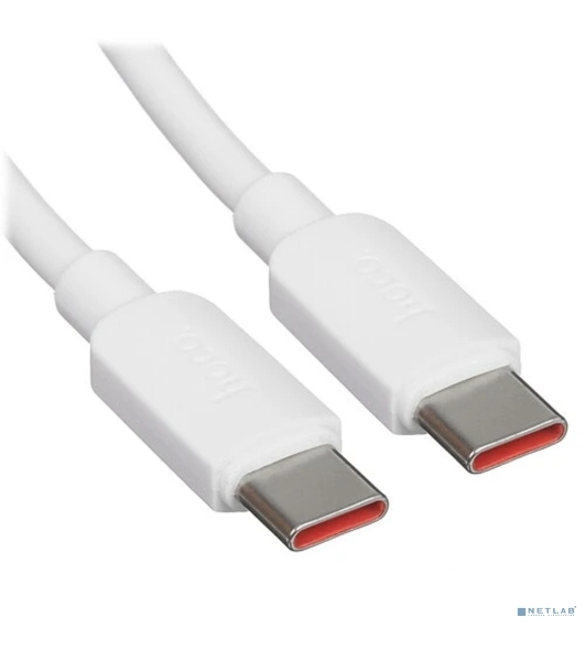 Кабель USB2.0 Hoco Type-C/Type-C, 5А, 100Вт, X96, 1м, белый, коробка