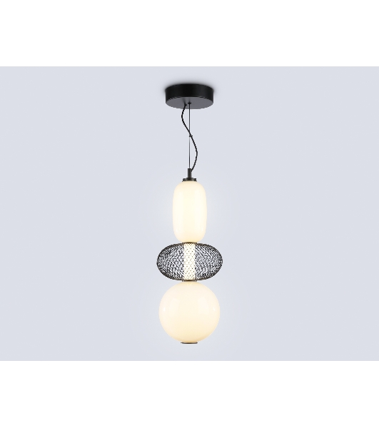 Подвесной светодиодный светильник Ambrella light LH11008 BK/FR черный/белый матовый 24W 3000K D220*570