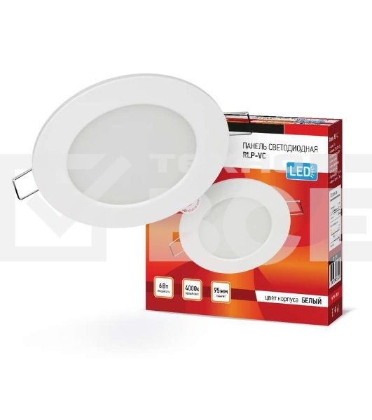 Светильник светодиодный RLP-VC 6Вт 230В 4000К 420лм 95мм IP40 панель круглая бел. IN HOME 4690612023342
