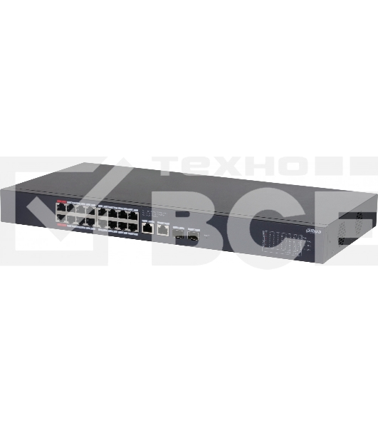 Коммутатор Dahua DH-CS4220-16GT-240 (L2) 16x100Мбит/с 2x1Гбит/с 2xКомбо(1000BASE-T/SFP) 16PoE 265W управляемый