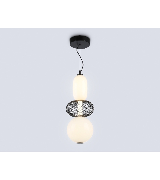 Подвесной светодиодный светильник Ambrella light LH11008 BK/FR черный/белый матовый 24W 3000K D220*570