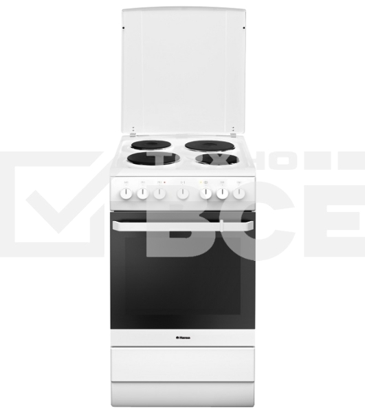Плита электрическая Hansa FCEW54120 белый, конфорок 4 шт, духовка 62 л, 50 см x 85 см x 60 см
