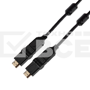 Шнур HDMI - HDMI с фильтрами, длина 2 метра, угловой 360° (GOLD) (PVC пакет) Rexant