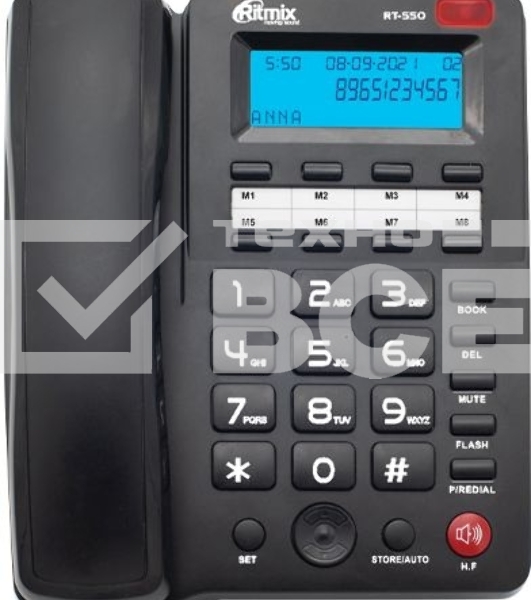 Телефон проводной Ritmix RT-550 черный