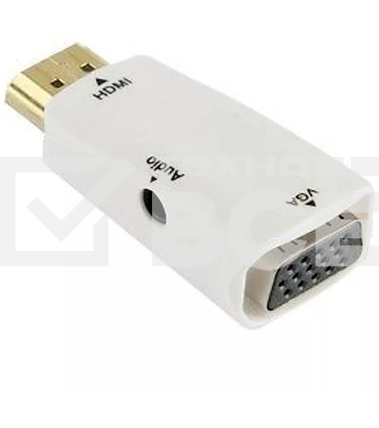 Переходник аудио-видео Premier 5-983AC HDMI (m)/VGA (f)/Jack 3.5 (f) белый