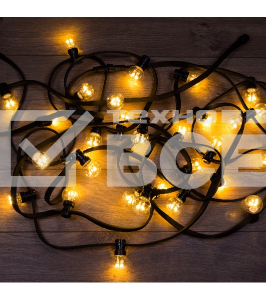 Гирлянда Neon-night LED Galaxy Bulb String 10м, черный каучук, 30 лампx6 LED теплый белый, влагостойкая IP65
