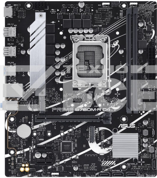 Материнская плата ASUS PRIME B760M-R D4, LGA 1700, Intel B760, 2xDDR4, 4xSATA, 2xM.2, 1xPCIe 4.0 x16, 1xPCIe x1, 1xHDMI, 1x 2.5Gb LAN, 4xUSB-A 2.0, 4xUSB-A 3.2 Gen 1, 3x3.5 мм, 7.1, mATX